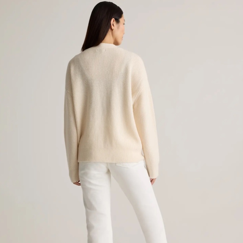 Quince Mongolian Cashmere Fisherman Boxy Cropped Cardigan Sweater - Picture 4 of 16